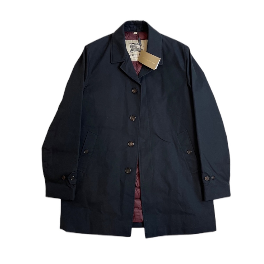 Burberry navy classic trench coat jacket burgundy down quilt full lining NWT